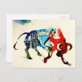 Waterverf van de Liefde van de Reis van de Stier Briefkaart (Voorkant / Achterkant)