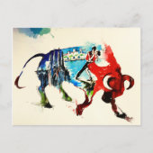 Waterverf van de Liefde van de Reis van de Stier Briefkaart (Voorkant)