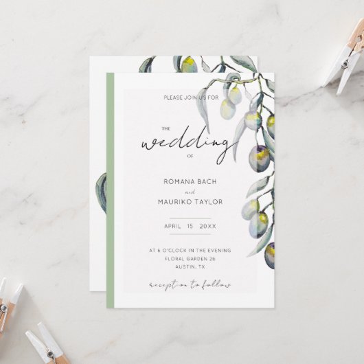 Waterverf van de Magic Olive Branch Handgeschilder Kaart (Voorkant / Achterkant in situ)