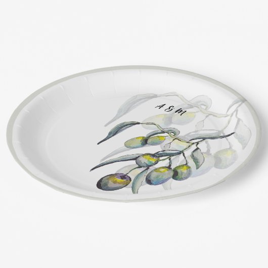 Waterverf van de Magic Olive Branch Handgeschilder Papieren Bordje (Gekanteld)
