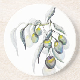 Waterverf van de Magic Olive Branch Handgeschilder Zandsteen Onderzetter