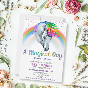 Waterverf van de magische Unicorn regenbooglitter Kaart
