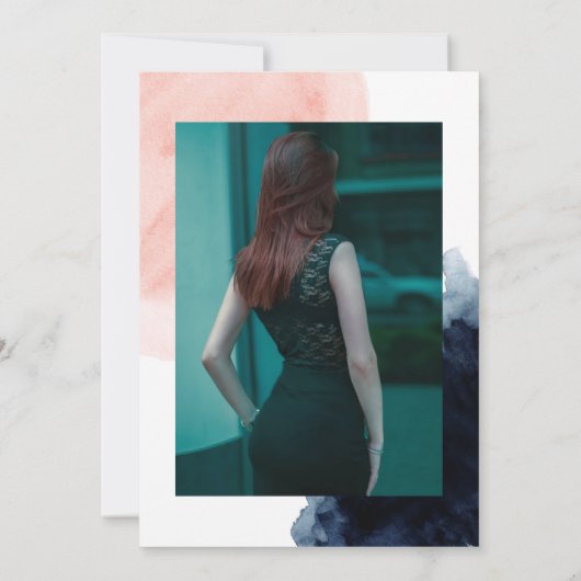 Waterverf van de marine en Blush Viering van het l Kaart (Achterkant)