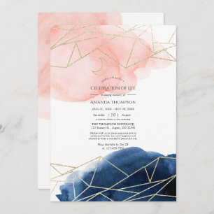 Waterverf van de marine en Blush Viering van het l Kaart