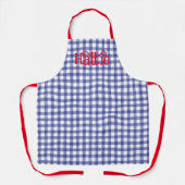 Waterverf van de marine Gingham Gepersonaliseerd S Schort (Voorkant)
