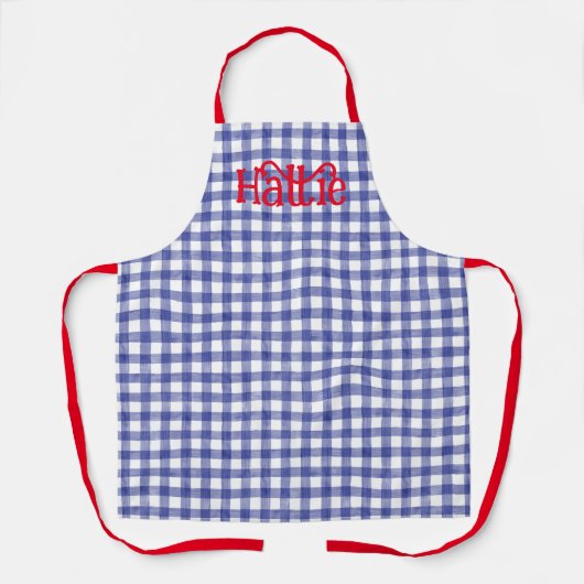 Waterverf van de marine Gingham Gepersonaliseerd S Schort (Voorkant)