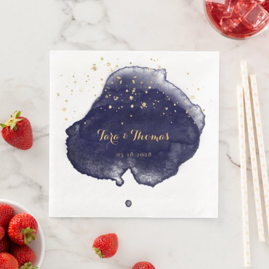 Waterverf van de marine - goudink - huwelijk servet (Insitu)