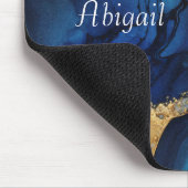 Waterverf van de marmer Monogram Navy Blue Gold Ag Muismat (Hoek)