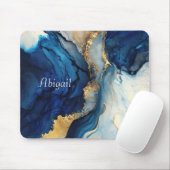 Waterverf van de marmer Monogram Navy Blue Gold Ag Muismat (Met muis)