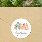 Waterverf van de Merry Kerstpine Boom Ronde Sticker