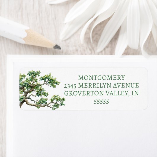 Waterverf van de moderne familiereünie boomtak etiket (Insitu)