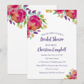 Waterverf van de moderne Floral Vrijgezellenfeest Kaart (Voorkant / Achterkant)