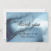 Waterverf van de mosterdblauwe marine bedankkaart (Voorkant)