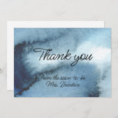 Waterverf van de mosterdblauwe marine bedankkaart (Voorkant / Achterkant)