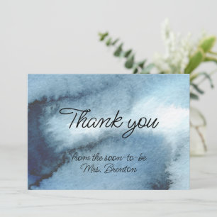 Waterverf van de mosterdblauwe marine bedankkaart