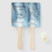 Waterverf van de mosterdblauwe marine handwaaier (Voorkant en achterkant)