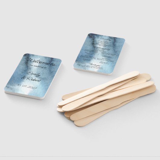 Waterverf van de mosterdblauwe marine handwaaier (Niet-gemonteerd)