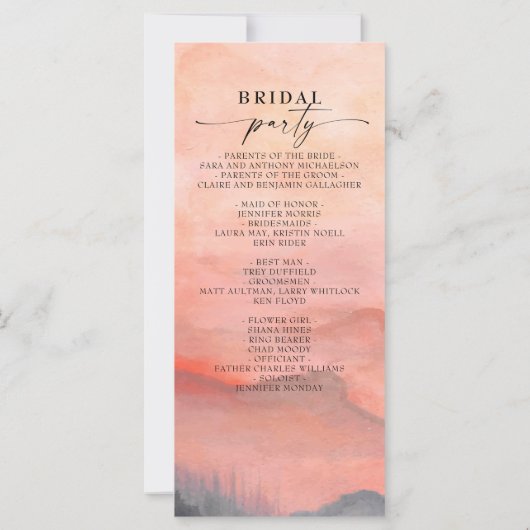 Waterverf van de mountainSunset Wedding Rustic (Achterkant)