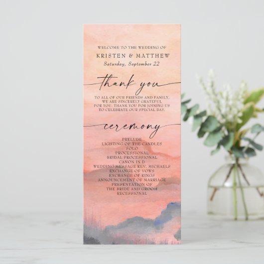 Waterverf van de mountainSunset Wedding Rustic (Staand voorkant)