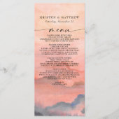 Waterverf van de mountainSunset Wedding Rustic Menu (Voorkant)