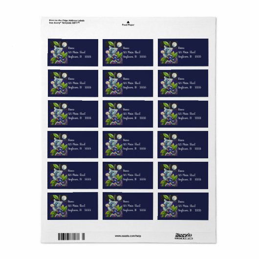 Waterverf van de Mouse Moon en Berries - Zomenavon Etiket (Full Sheet)