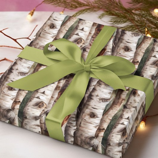Waterverf van de Natuur van Birch Trees Cadeaupapier