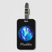 Waterverf van de nebula sterrenstelsel van de blau bagagelabel (Voorkant (verticaal))