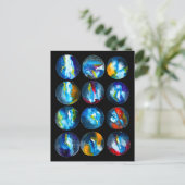 Waterverf van de nebula sterrenstelsel van de blau briefkaart (Staand voorkant)