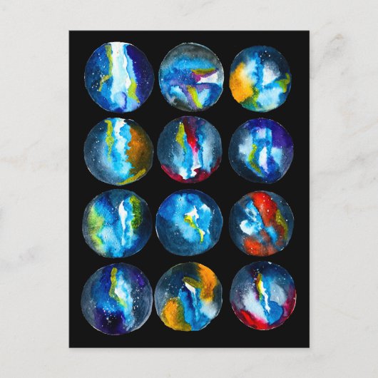 Waterverf van de nebula sterrenstelsel van de blau briefkaart (Voorkant)