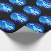 Waterverf van de nebula sterrenstelsel van de blau cadeaupapier (Hoek)