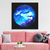 Waterverf van de nebula sterrenstelsel van de blau canvas afdruk (Insitu (Woonkamer))