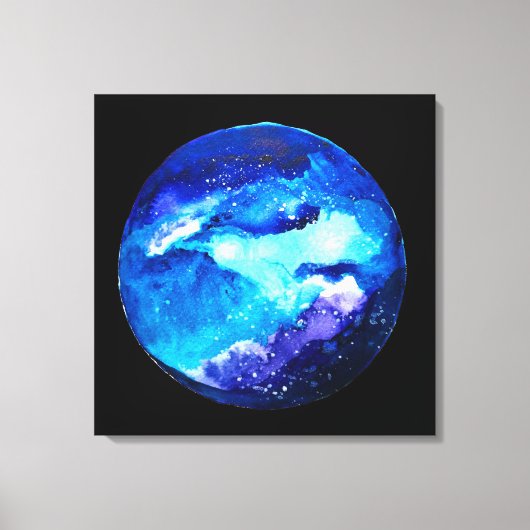 Waterverf van de nebula sterrenstelsel van de blau canvas afdruk (Voorkant)