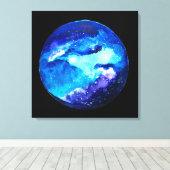Waterverf van de nebula sterrenstelsel van de blau canvas afdruk (Insitu (Houten vloer))