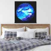 Waterverf van de nebula sterrenstelsel van de blau canvas afdruk (Insitu (Slaapkamer))