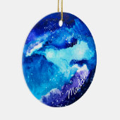 Waterverf van de nebula sterrenstelsel van de blau keramisch ornament (Rechts)