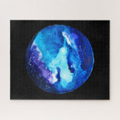 Waterverf van de nebula sterrenstelsel van de blau legpuzzel (Horizontaal)