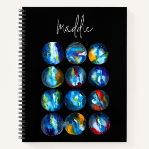 Waterverf van de nebula sterrenstelsel van de blau notitieboek