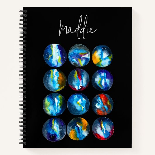 Waterverf van de nebula sterrenstelsel van de blau notitieboek (Voorkant)