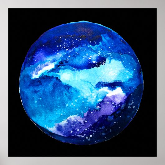 Waterverf van de nebula sterrenstelsel van de blau poster (Voorkant)