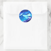 Waterverf van de nebula sterrenstelsel van de blau ronde sticker (Tas)