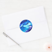 Waterverf van de nebula sterrenstelsel van de blau ronde sticker (Envelop)