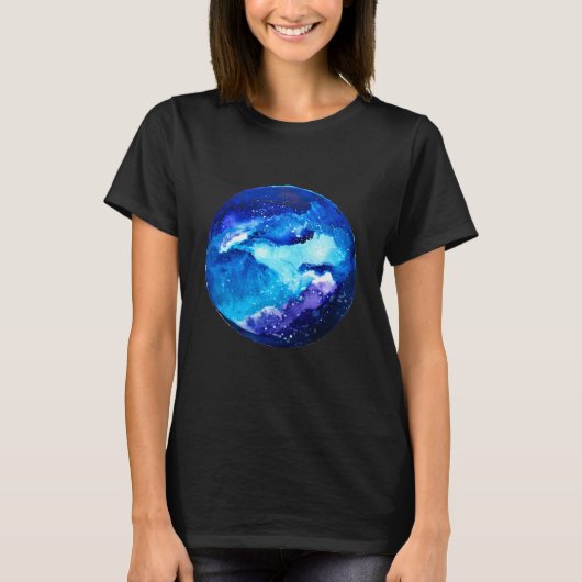 Waterverf van de nebula sterrenstelsel van de blau t-shirt (Voorkant)