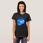 Waterverf van de nebula sterrenstelsel van de blau t-shirt (Voorkant volledig)