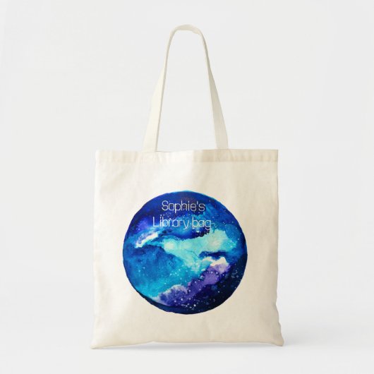 Waterverf van de nebula sterrenstelsel van de blau tote bag (Voorkant)