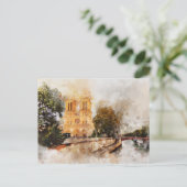 Waterverf van de Notre-Dame kathedraal Briefkaart (Staand voorkant)