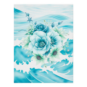 Waterverf van de oceaan met zeeschuim perfect poster