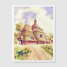  Waterverf van de Oekraïense Wooden Church