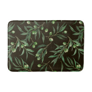 Waterverf van de olijvenbranche in zwarte zee badmat