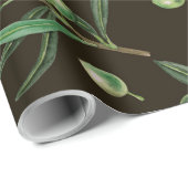 Waterverf van de olijvenbranche in zwarte zee cadeaupapier (Rol Hoek)