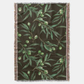 Waterverf van de olijvenbranche op zwarte inkt deken (Voorkant Verticaal)